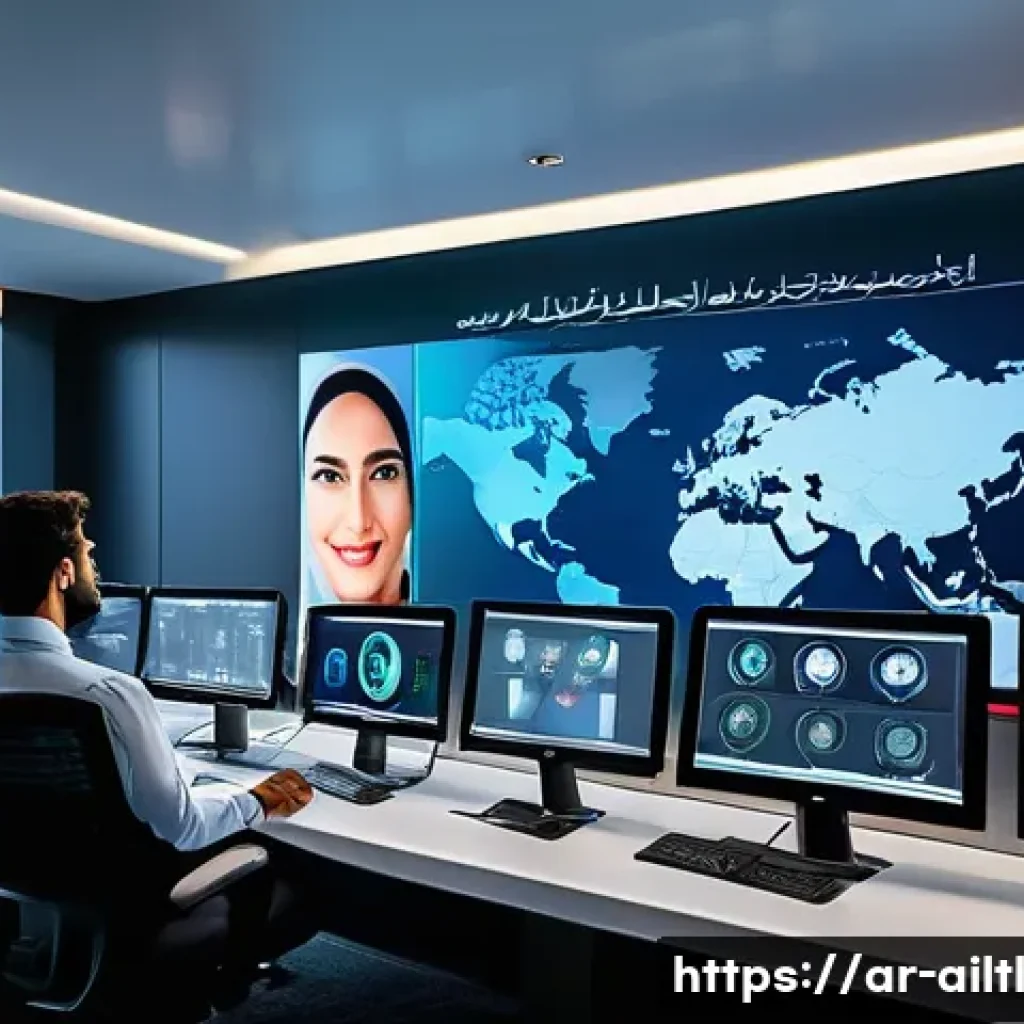 감정 인식 AI의 장비 및 인프라 - A high-tech emotion recognition laboratory scene in a modern Middle Eastern office, featuring advanc...