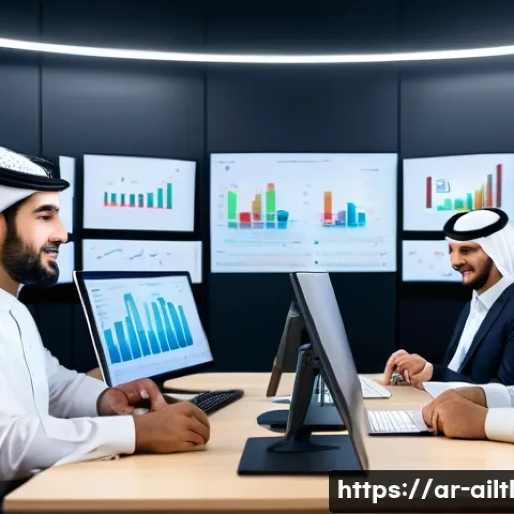 감정 인식 AI 서비스의 가격 비교 - A modern office scene in Riyadh, Saudi Arabia, showing a diverse team of Arabic professionals using ...