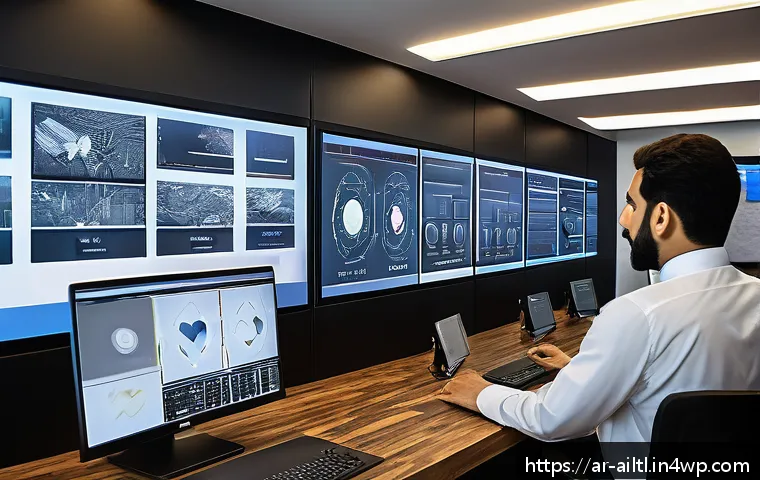 감정 인식 AI 시스템의 비용 구조 - A high-tech emotion recognition system setup in a modern Middle Eastern office, featuring advanced f...