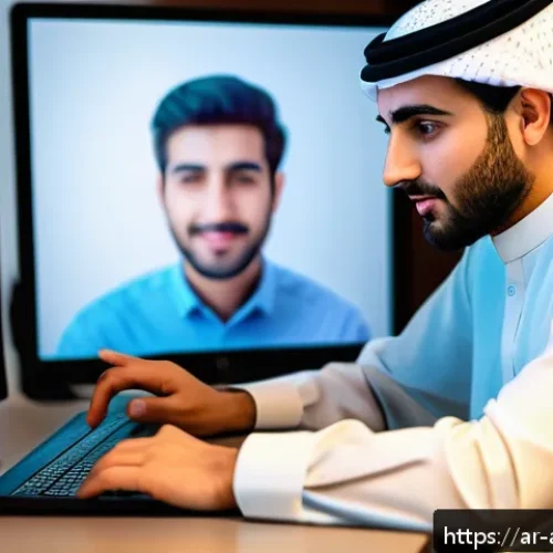 감정 인식 AI의 통합 방법 - A sophisticated digital interface depicting emotional AI interaction with an Arabic user, showcasing...