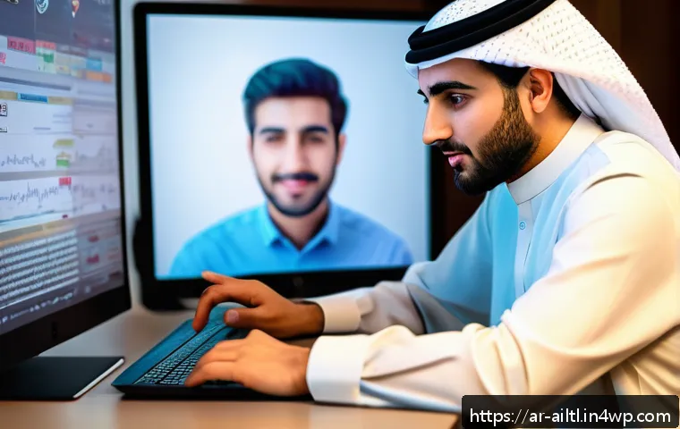 감정 인식 AI의 통합 방법 - A sophisticated digital interface depicting emotional AI interaction with an Arabic user, showcasing...