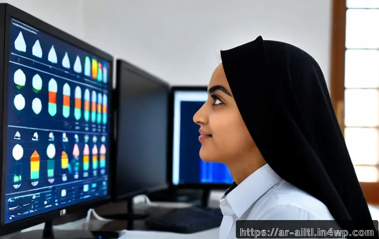감정 인식 AI의 데이터 분석 기법 - Photorealistic modern Arabic research office, a Middle Eastern data analyst in modest professional c...